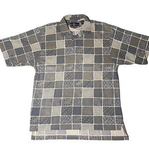 Rift Valley Men Polo Shirt XL Brown Green Check Western Southwester Safari Aztec